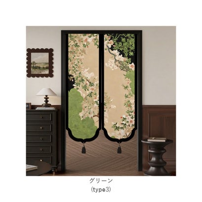 お洒落 柄 暖簾 （グリーン）｜詳細画像