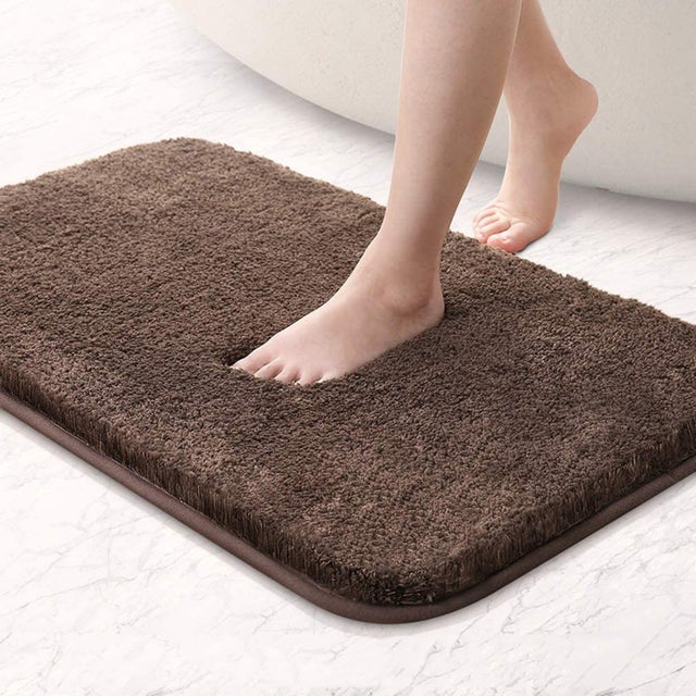 ふわふわ 吸水バスマット 丸洗い 50×80cm yssenkai5253 （ダークブラウン）