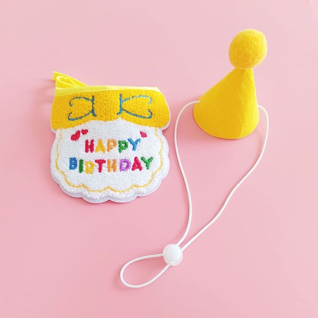 ペット用 アクセサリー 誕生日 kpet15【返品不可商品】 （イエロー）