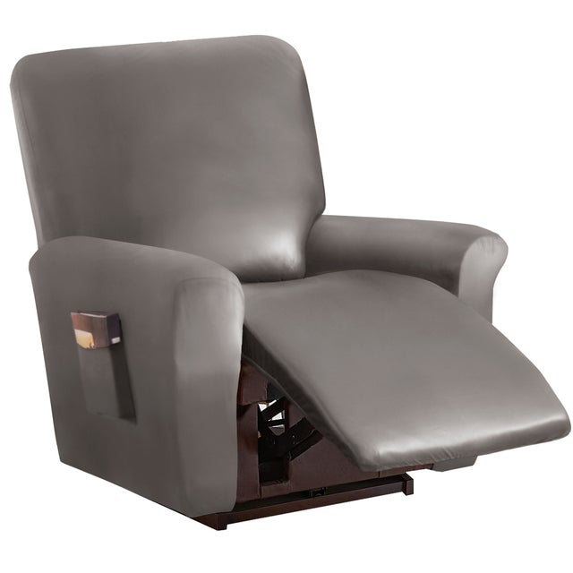 リクライニングチェアカバー PUレザー 肘付き 1人掛け pmysofa16 （グレーブラウン）