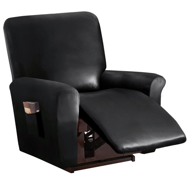 リクライニングチェアカバー PUレザー 肘付き 1人掛け pmysofa16 （ブラック）