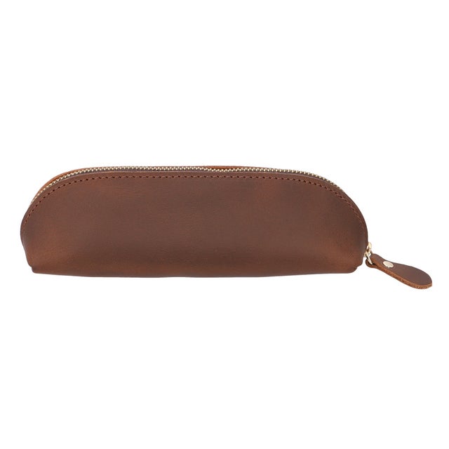 ペンケース 筆箱 本革 シンプル おしゃれ ysg5538 （タイプAダークブラウン）