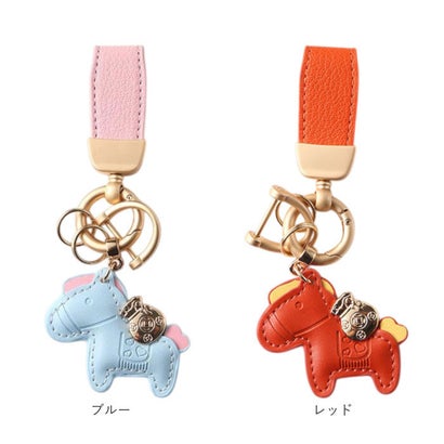 馬と蹄鉄のキーホルダー 縁起の良い馬と馬蹄 プレゼント （ピンク）｜詳細画像