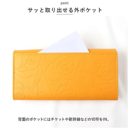 バックヤードファミリー BACKYARD FAMILY Blanc Pomme カメリアエンボスロングウォレット （ゴールド）｜詳細画像
