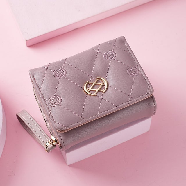 ミニ財布 三つ折り レディース おしゃれ dhwl062 （パープル）