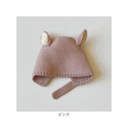 ベビー 帽子 耳付き バンビ かわいい 防寒 （グレー）｜詳細画像
