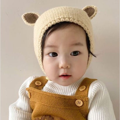 ベビー 帽子 耳付き バンビ かわいい 防寒 （グレー）｜詳細画像