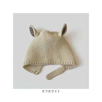 ベビー 帽子 耳付き バンビ かわいい 防寒 （オフホワイト）｜詳細画像