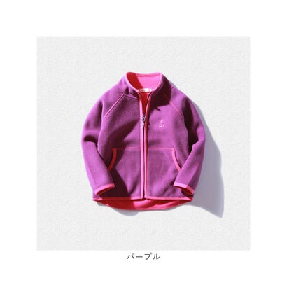 キッズ フリースジャケット 暖かい 防寒 （パープル）｜詳細画像
