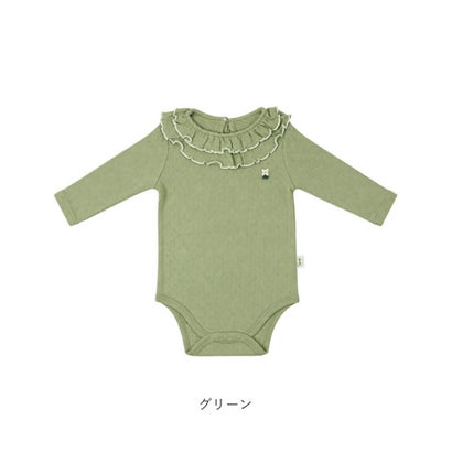 ロンパース 長袖 ベビー かわいい （ライトグリーン）｜詳細画像