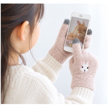 スマホ手袋キッズ （ミケネコベージュ）｜詳細画像