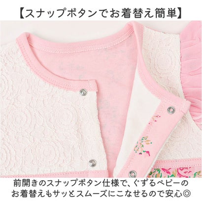 出産祝い ベビー用 長袖 ロンパース 女の子 （ピンク）｜詳細画像