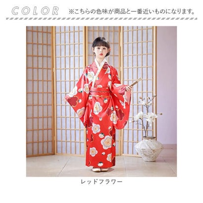 女の子 着物 姫様 （レッドフラワー）｜詳細画像