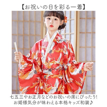 女の子 着物 姫様 （レッドフラワー）｜詳細画像