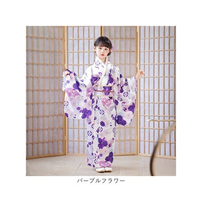 女の子 着物 姫様 （パープルフラワー）｜詳細画像