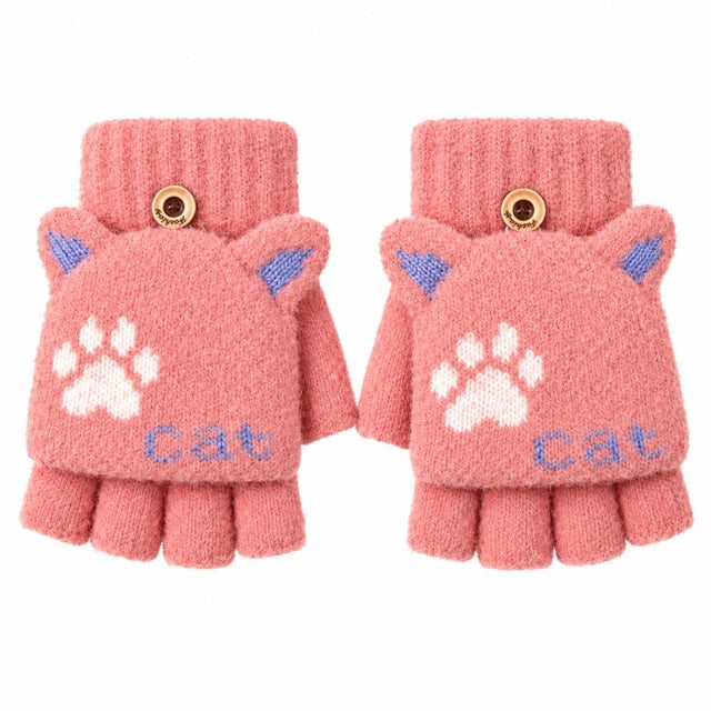 手袋 女の子 キッズ 猫耳 （ピンク）