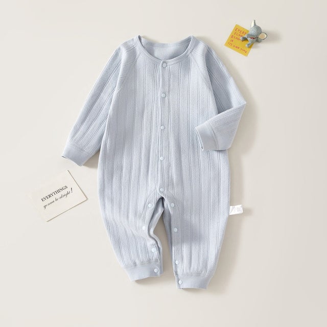 ロンパース 長袖 ベビー服 カバーオール （ブルー）