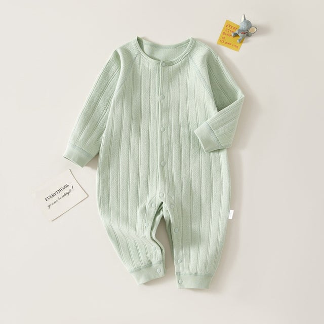ロンパース 長袖 ベビー服 カバーオール （ミント）