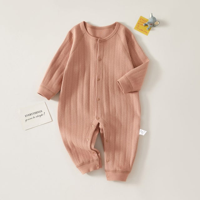 ロンパース 長袖 ベビー服 カバーオール （ブラウン）