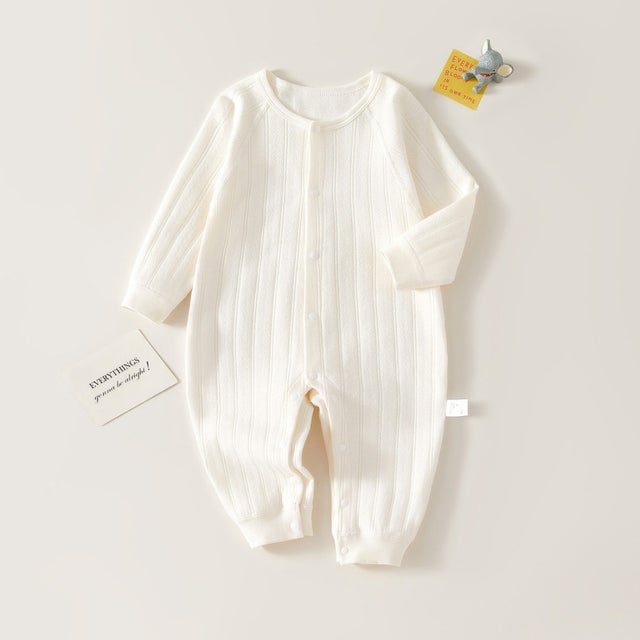 ロンパース 長袖 ベビー服 カバーオール （ホワイト）
