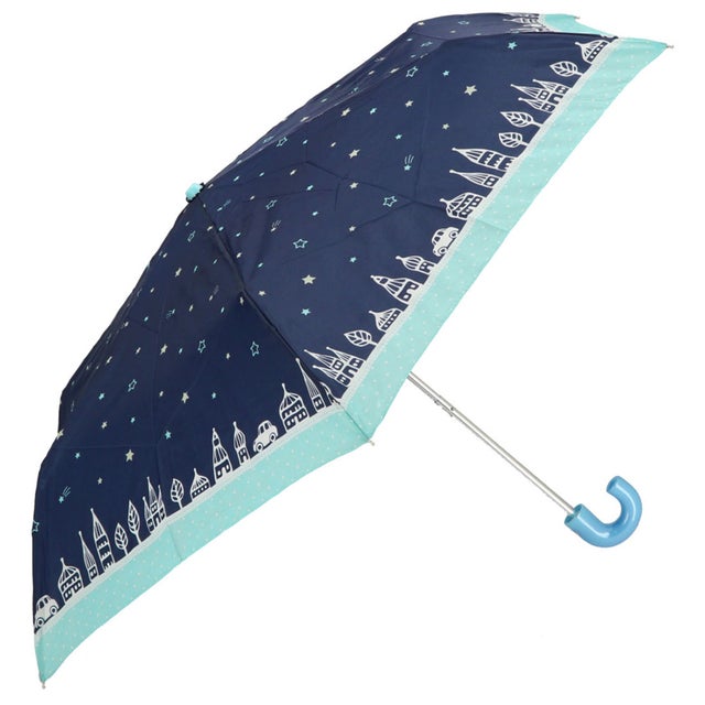 
                    amusant sous la pluie ジュニア折りたたみ傘 50cm （20100.スターストリートネイビー）