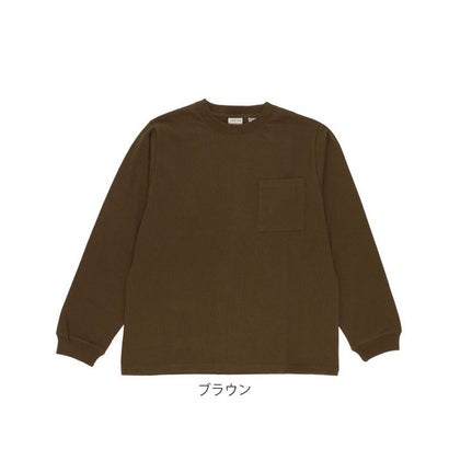 ノーブランド No Brand Goodwear 2w7 8518 袖リブ ポケット付き ロングTシャツ （ベージュ）｜詳細画像