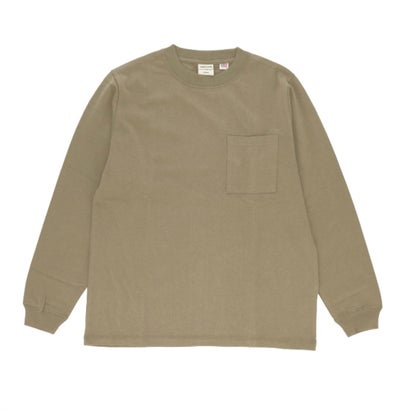 ノーブランド No Brand Goodwear 2w7 8518 袖リブ ポケット付き ロングTシャツ （ベージュ）｜詳細画像
