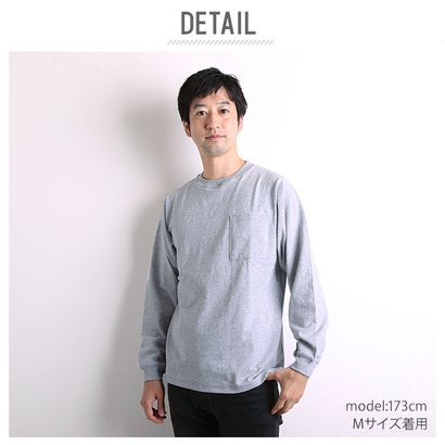 ノーブランド No Brand Goodwear 2w7 8518 袖リブ ポケット付き ロングTシャツ （ベージュ）｜詳細画像