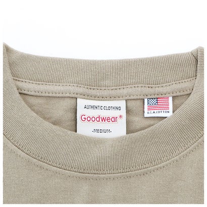 ノーブランド No Brand Goodwear 2w7 8518 袖リブ ポケット付き ロングTシャツ （ベージュ）｜詳細画像