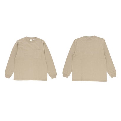 ノーブランド No Brand Goodwear 2w7 8518 袖リブ ポケット付き ロングTシャツ （ベージュ）｜詳細画像
