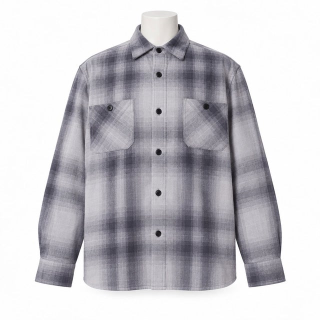 HOUSTON OMBRE CHECK VIYELLA SHIRT （LIGHTGRAY）