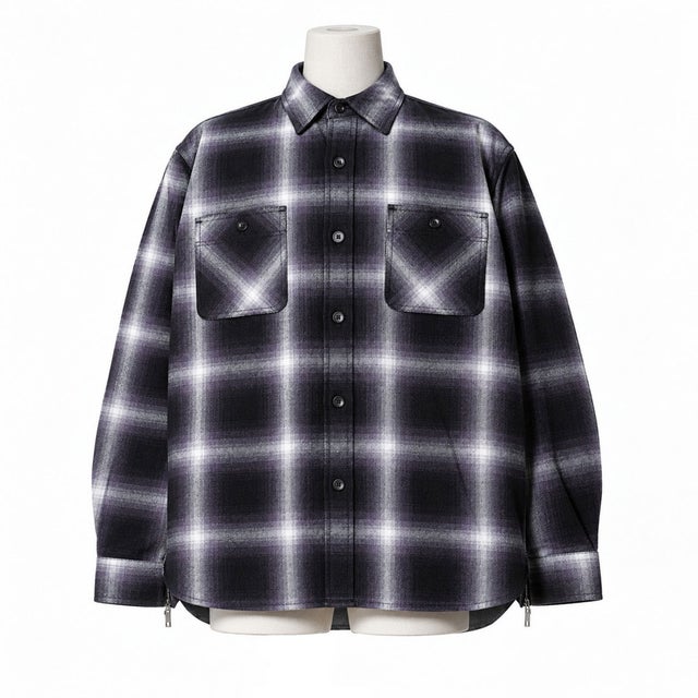 HOUSTON OMBRE CHECK VIYELLA SHIRT （BLACK）