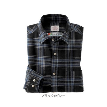 富江工房 霞起毛ネルシャツ （ベージュxネイビー）｜詳細画像