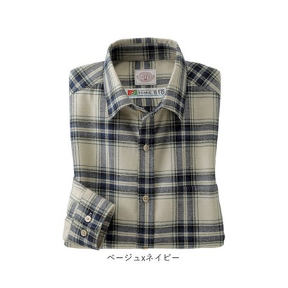 富江工房 霞起毛ネルシャツ （レッドxブラック）｜詳細画像