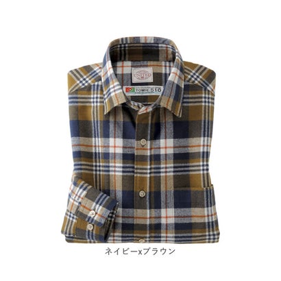 富江工房 霞起毛ネルシャツ （レッドxブラック）｜詳細画像