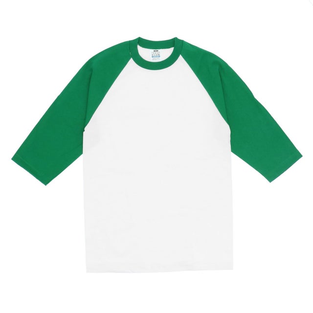 
                    PRO CLUB プロクラブ 135 クルーネック ベースボール Tシャツ （ホワイトxAグリーン（袖））