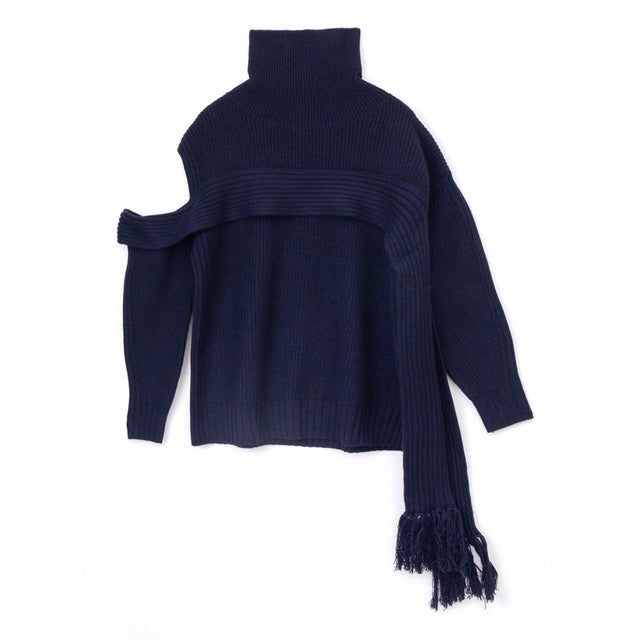 フリンジマフラーニット （navy）