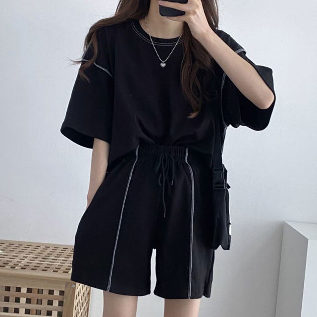 ショートパンツ Tシャツ セットアップ （ブラック）