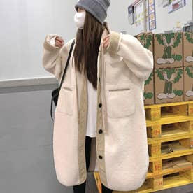 ゆったり ボア ロングコート （アイボリー）