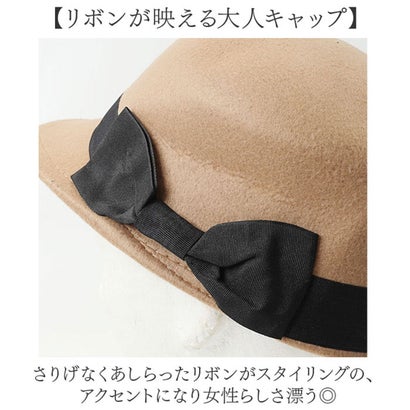リボンジョッキーキャップ 秋冬 レディース （カーキ）｜詳細画像