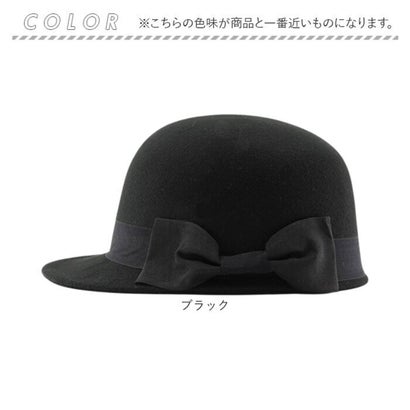 リボンジョッキーキャップ 秋冬 レディース （ブラック）｜詳細画像