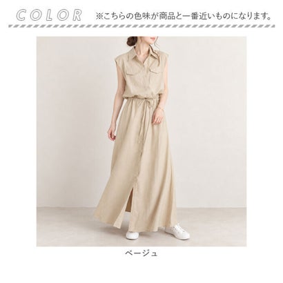ワンピース ロングワンピース シャツワンピース （ブラック）｜詳細画像