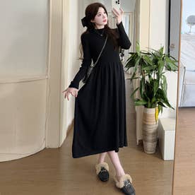 マタニティ ワンピース ロング おしゃれ B （ブラック）