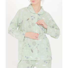 ダブルガーゼドットチェリーシャツパジャマ （グリーン）