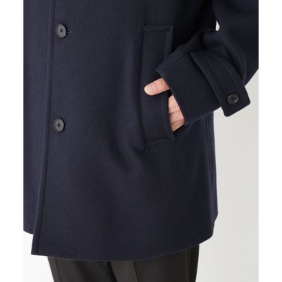 「NEW ON COAT」ウール/Nショートステンカラーコート （ネイビー）｜詳細画像