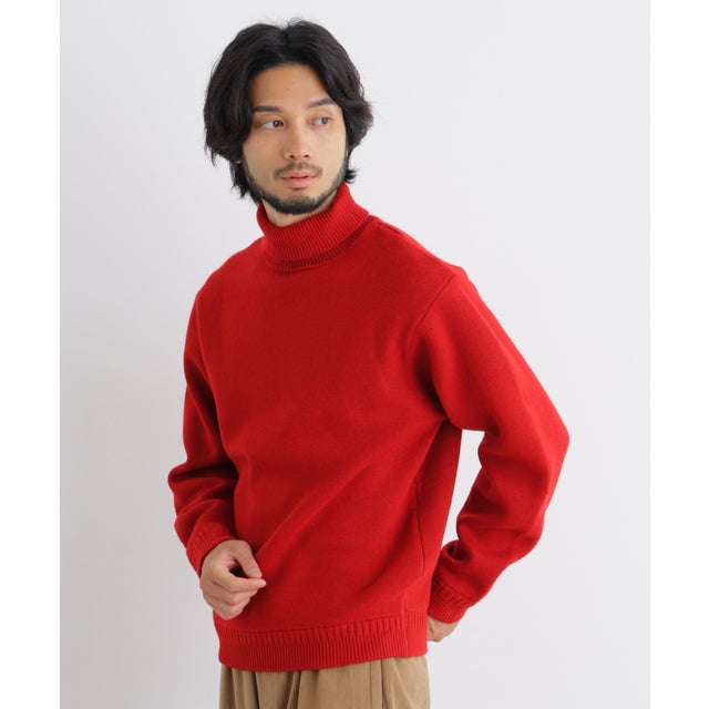 PBTストレッチタートルニット 長袖 （レッド）