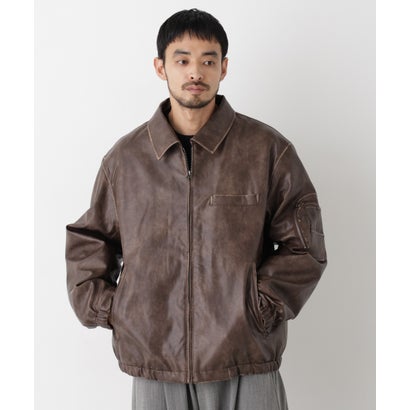 「SURPLUS」フェイクレザーフライトジャケット （ブラック）｜詳細画像