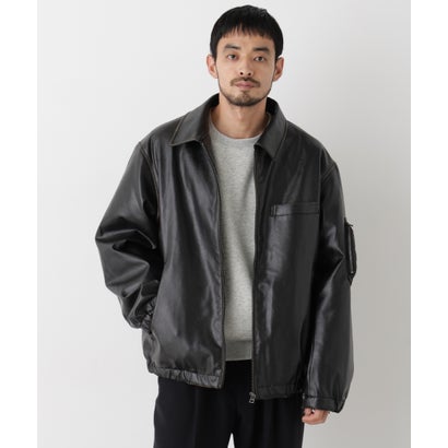 「SURPLUS」フェイクレザーフライトジャケット （ブラック）｜詳細画像