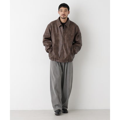 「SURPLUS」フェイクレザーフライトジャケット （ブラック）｜詳細画像