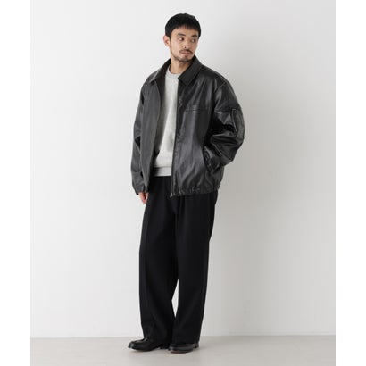「SURPLUS」フェイクレザーフライトジャケット （ブラック）｜詳細画像